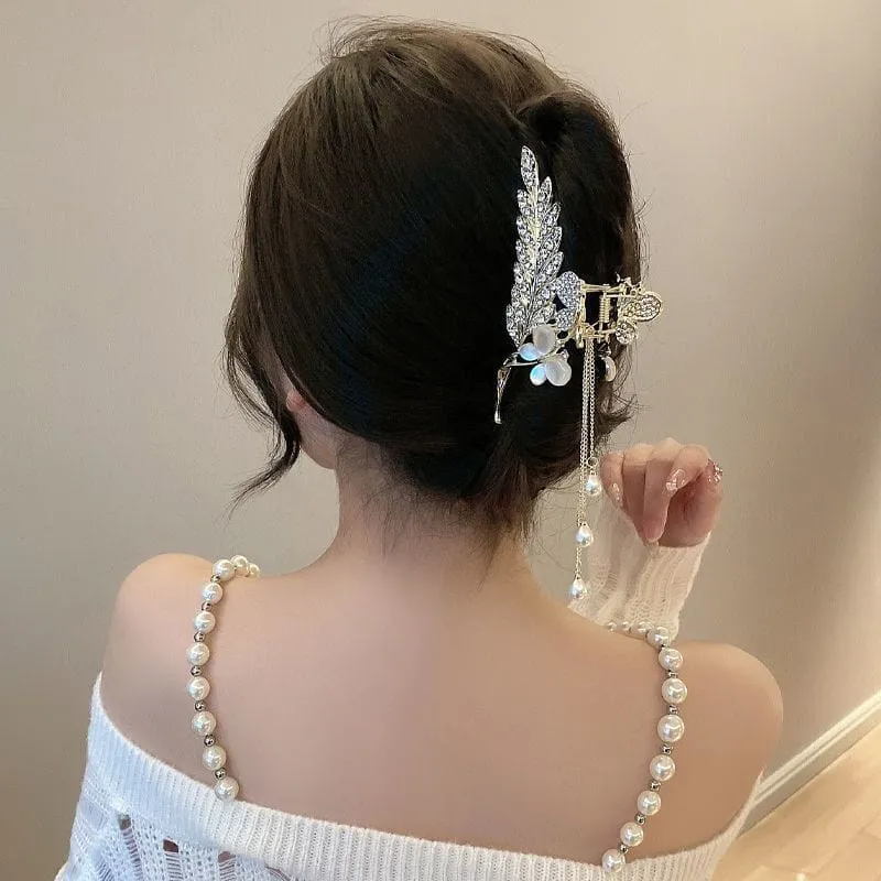 Pearl Floral Butterfly Chignon Claw Clip