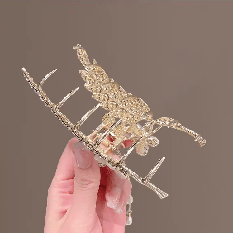 Pearl Floral Butterfly Chignon Claw Clip