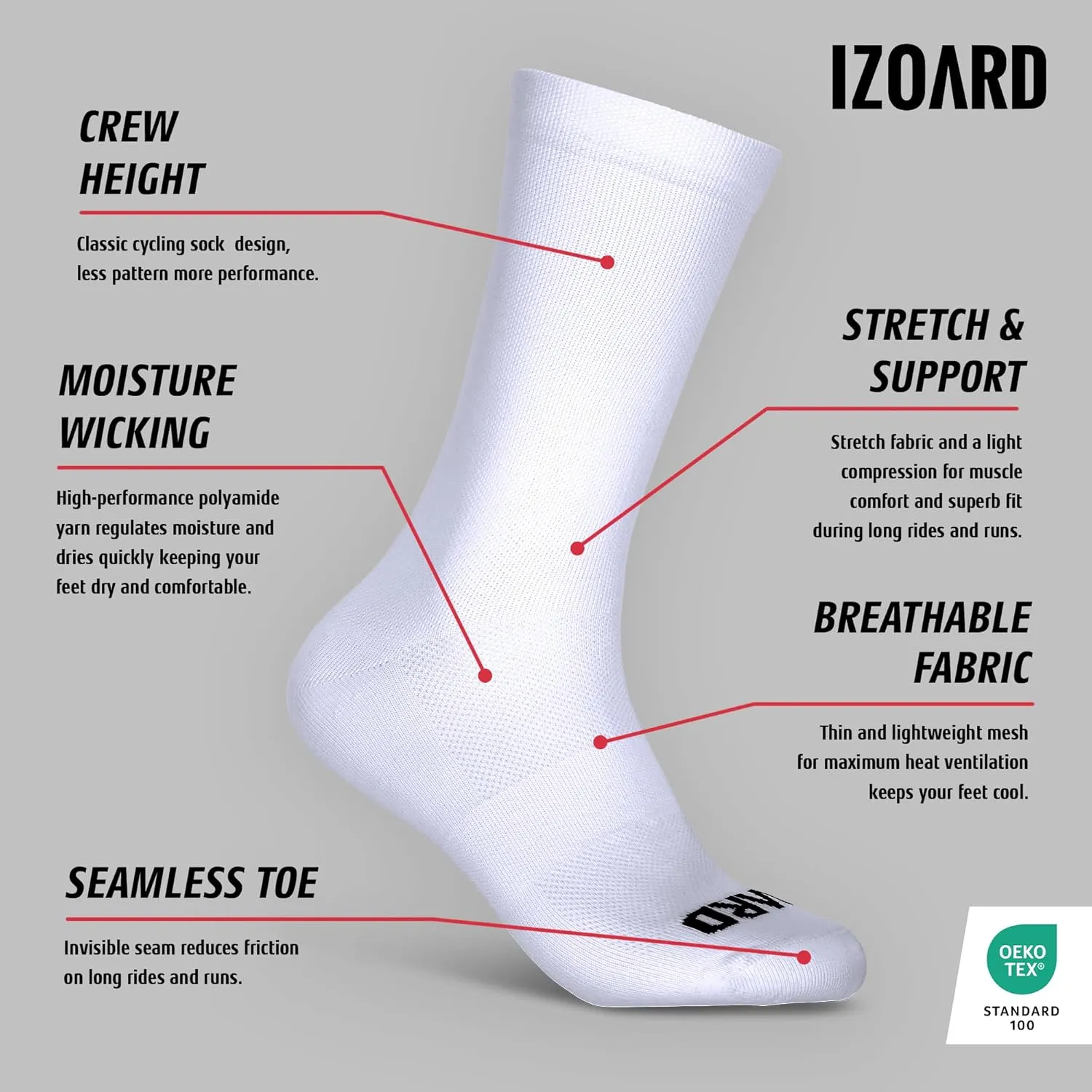 Performance Cycling Socks  Compression, Moisture-Wicking Crew Bike Socks