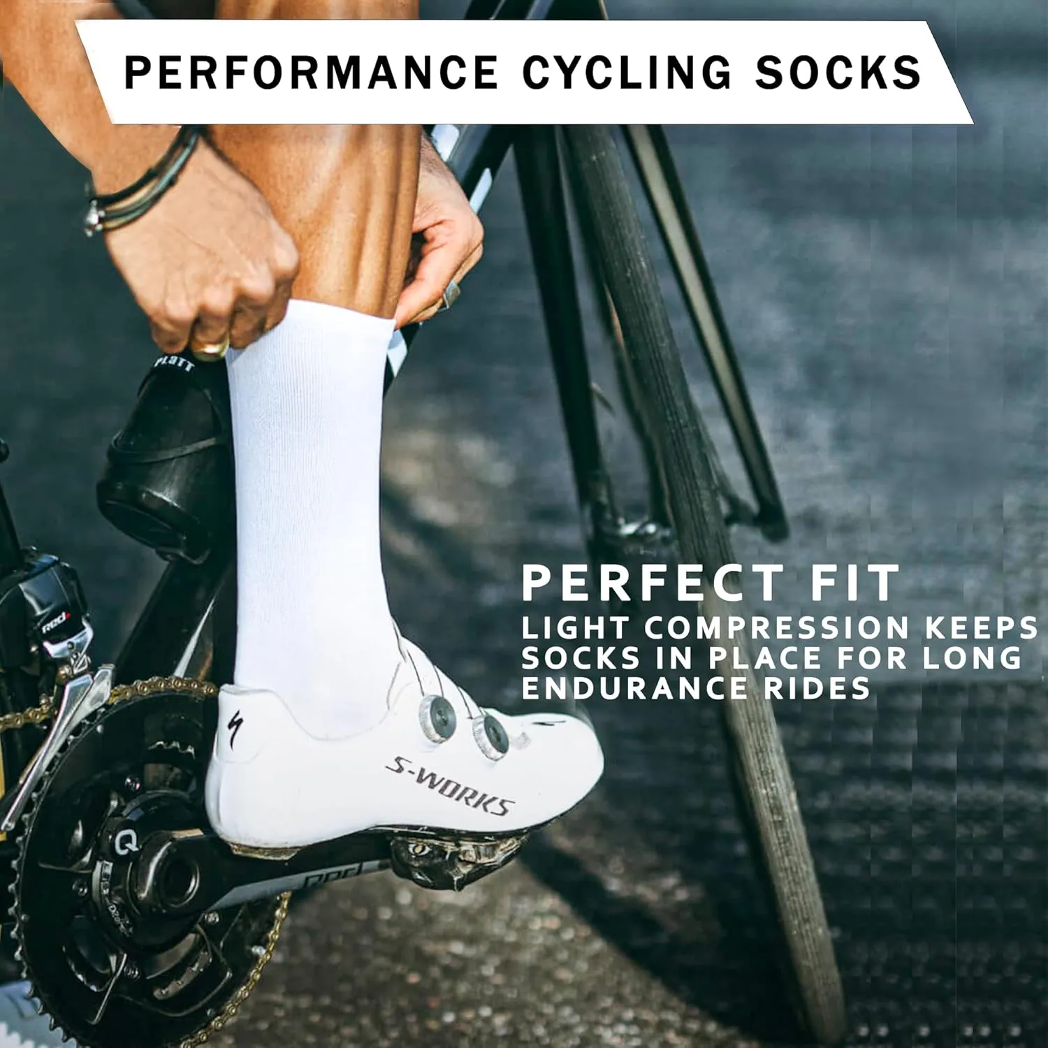 Performance Cycling Socks  Compression, Moisture-Wicking Crew Bike Socks