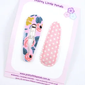 Pink Floral & Polka Dot Snap Clip set