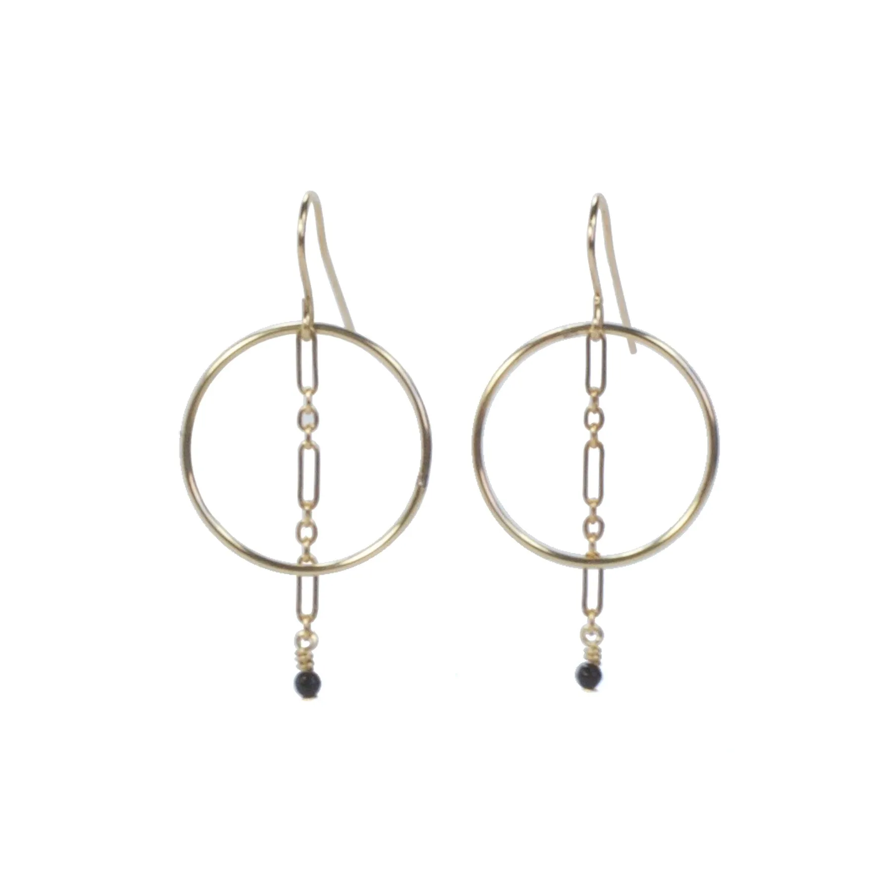 Pyrite Chain Drop Circle Earrings