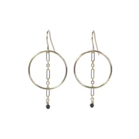 Pyrite Chain Drop Circle Earrings