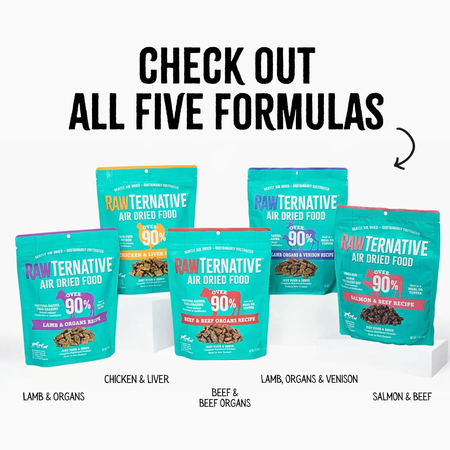 RawTernative Air Dried Dog Food, High Protein, Over 90% Real Lamb & Lamb Organs   New Zealand Green Mussels, Complete Meal or Topper, Grain Free, Gluten Free, Non GMO, (5 oz Bag)