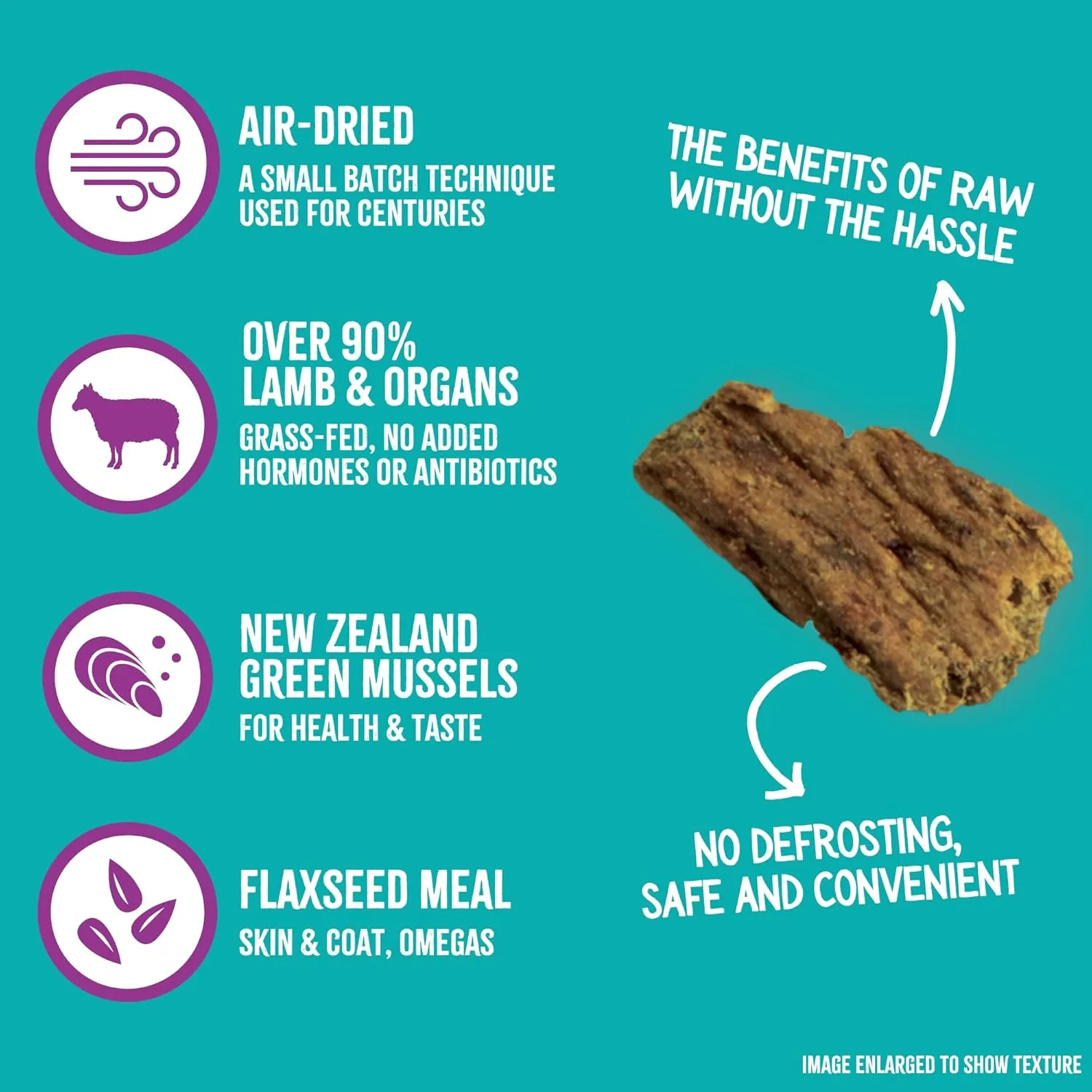 RawTernative Air Dried Dog Food, High Protein, Over 90% Real Lamb & Lamb Organs   New Zealand Green Mussels, Complete Meal or Topper, Grain Free, Gluten Free, Non GMO, (5 oz Bag)