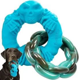 Rmolitty Dog Toys for Aggressive Chewers Large Medium Breed Dogs, Indestructible Interactive Tough Non-Toxic Natural Rubber & Nylon Tough Teething Double-Ring Chew Toys