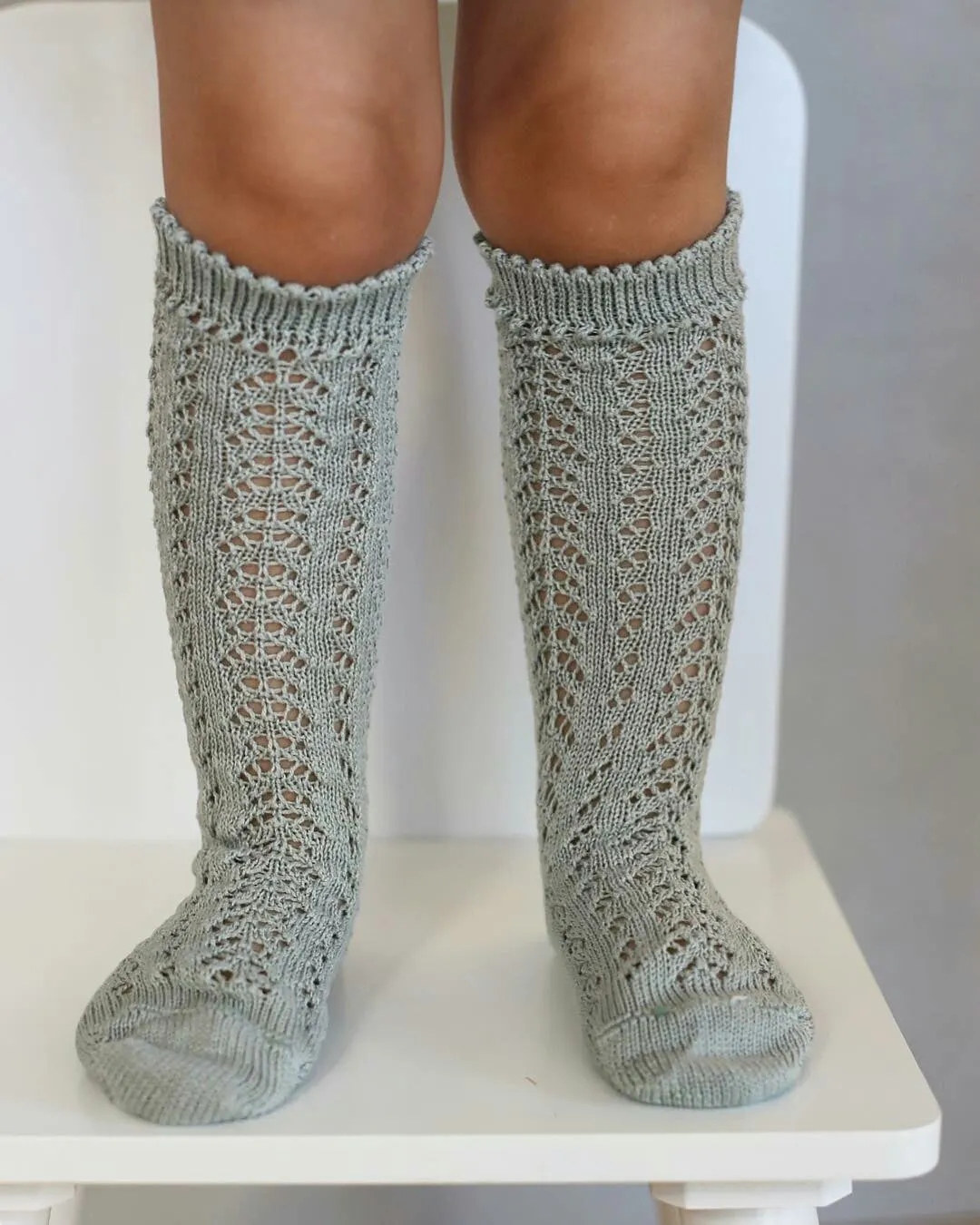Sage Long Open Lace Socks