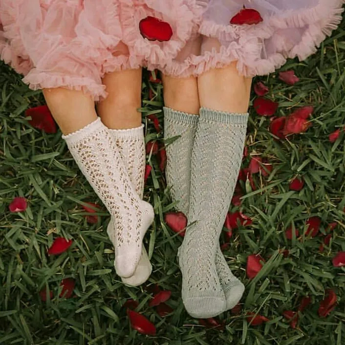 Sage Long Open Lace Socks