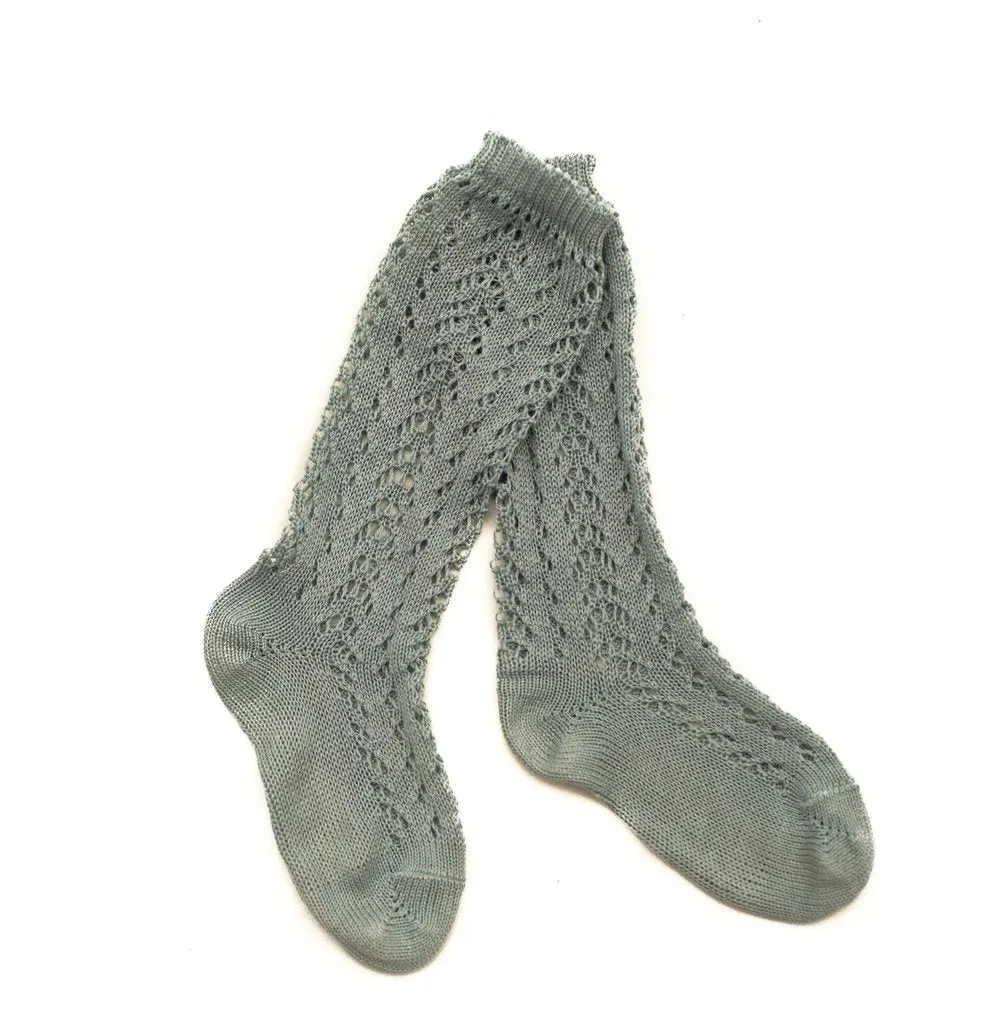 Sage Long Open Lace Socks