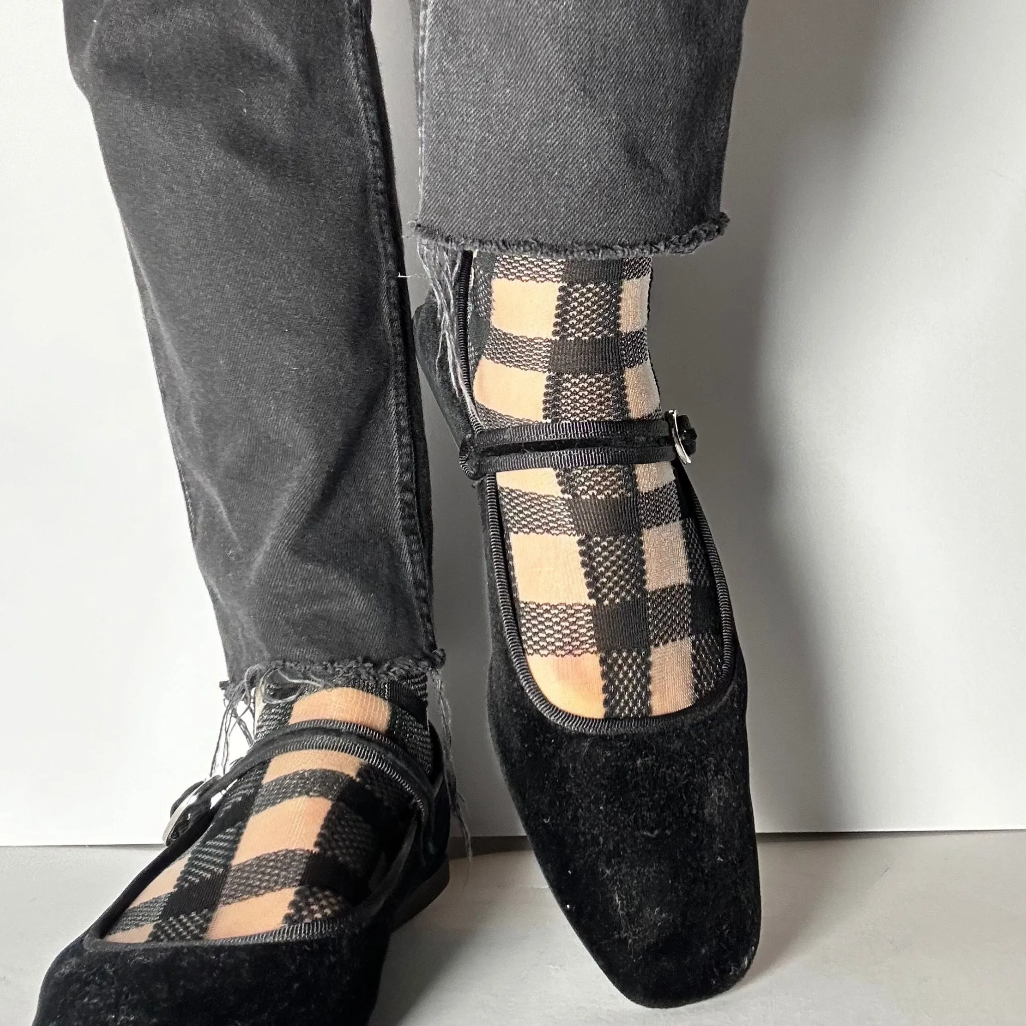 Sheer Checked Socks