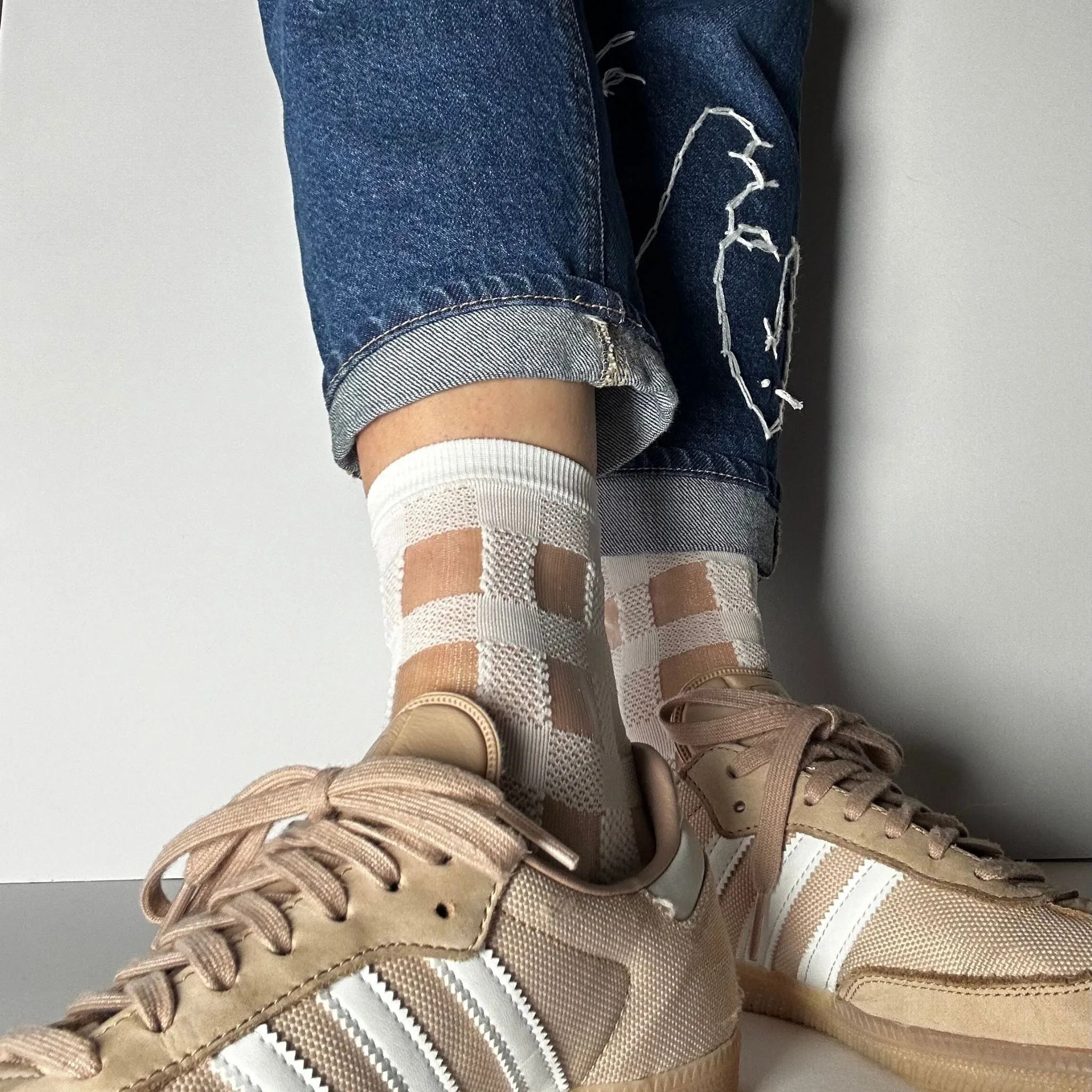 Sheer Checked Socks