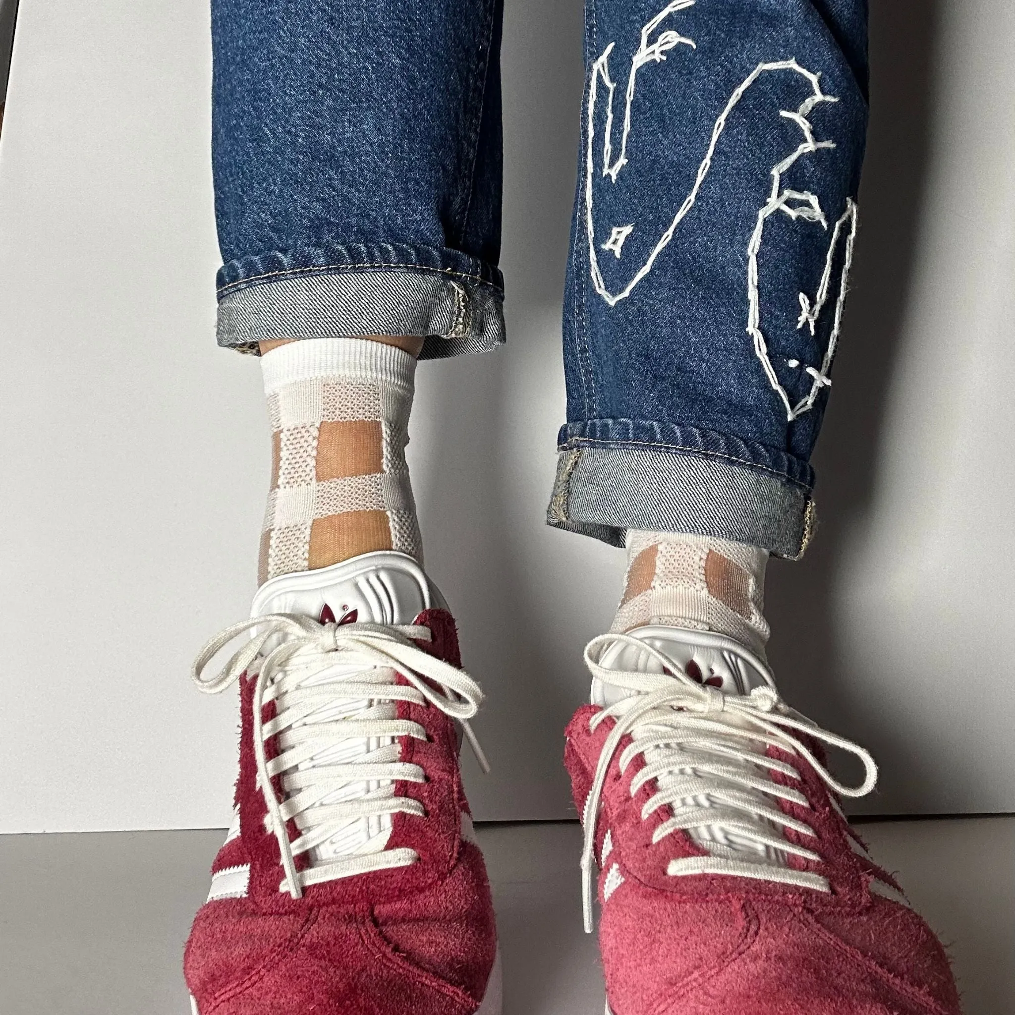 Sheer Checked Socks