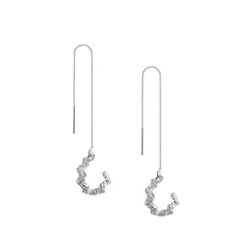 SLUYNZ 925 Sterling Silver Wave Cuff Earrings Wrap Tassel Earrings for Women Teen Girls Threader Earrings Chain