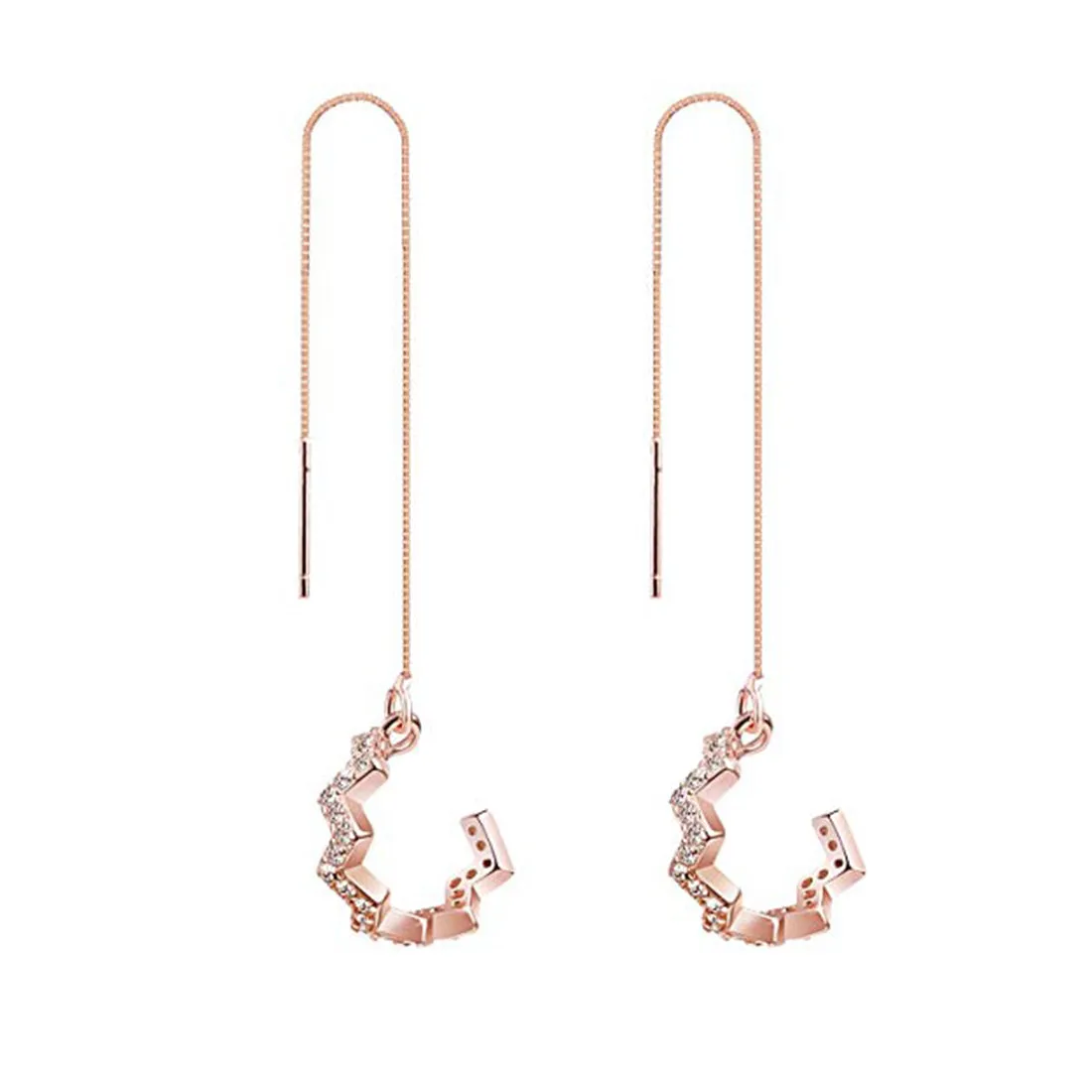 SLUYNZ 925 Sterling Silver Wave Cuff Earrings Wrap Tassel Earrings for Women Teen Girls Threader Earrings Chain