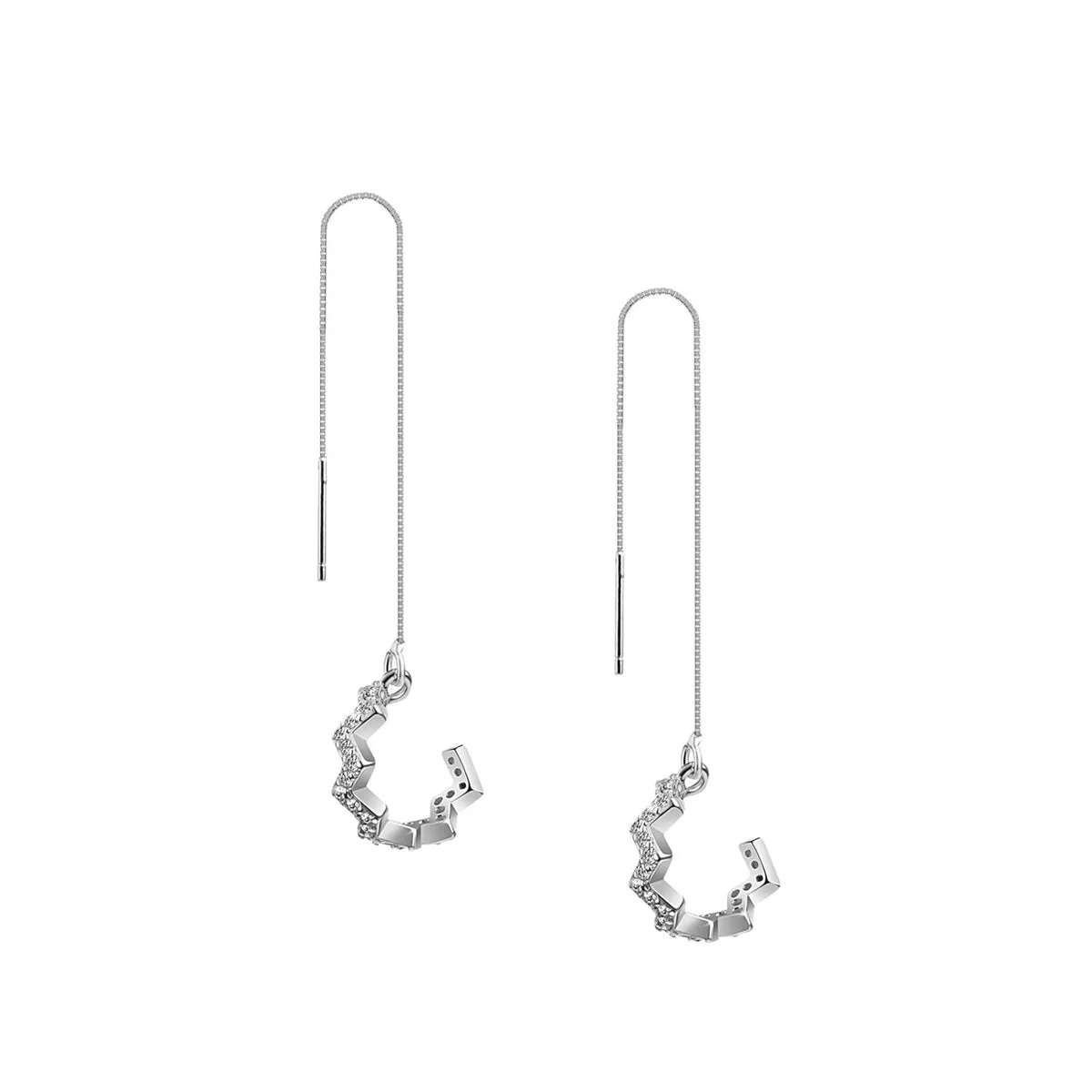 SLUYNZ 925 Sterling Silver Wave Cuff Earrings Wrap Tassel Earrings for Women Teen Girls Threader Earrings Chain