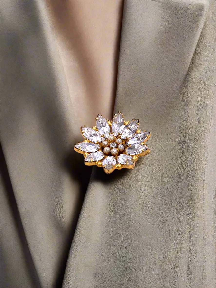 Small Rhinestone Flower Clip/Brooch