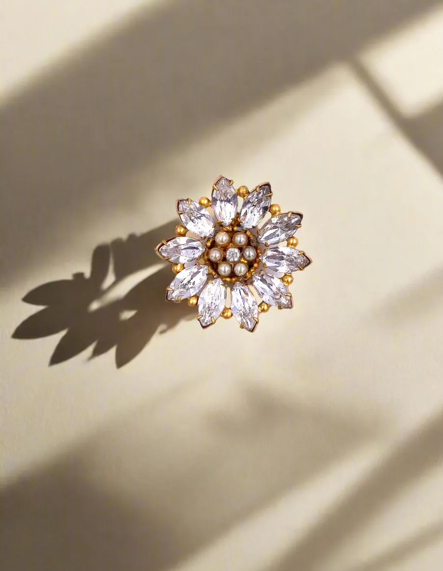 Small Rhinestone Flower Clip/Brooch