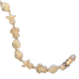 Small Sealife Bracelet, 14Kt
