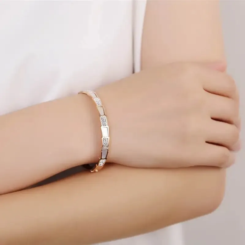 Snake Shaped Shell Bracelet: Geometric 316 Steel Women's Accessory