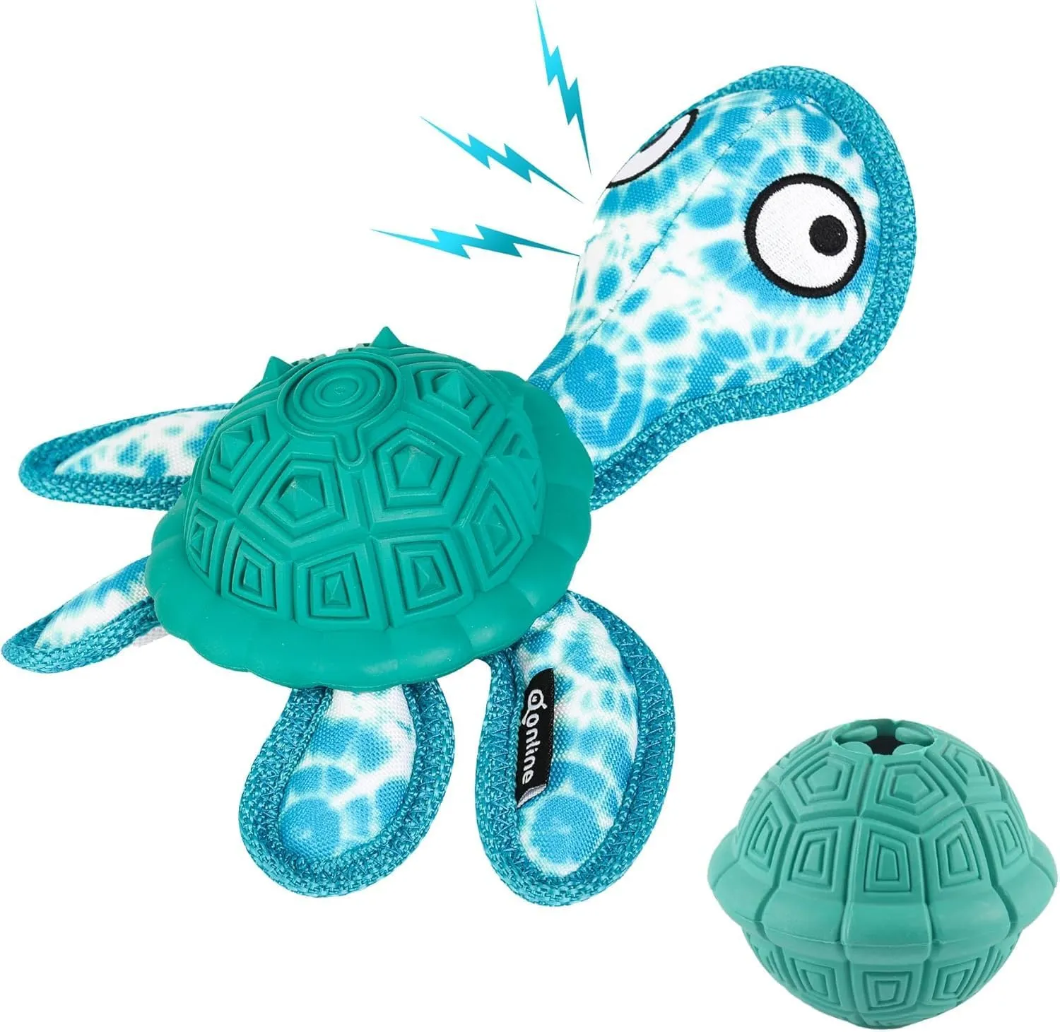 Squeaky Turtle Dog Toy, Treat Dispensing Rubber Ball, Bite Resistant Plush Chew Toy, Interactive Tug & Fetch Enrichment Toy for Medium & Small Breeds, Safe & Engaging for Puppies (Green)