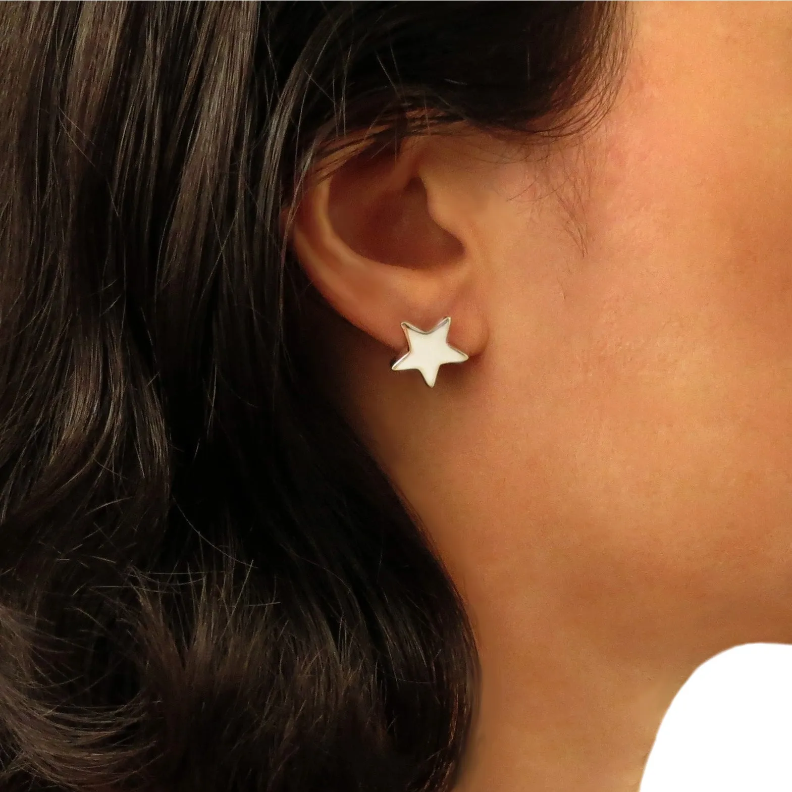 Sterling Silver Star Earrings Medium