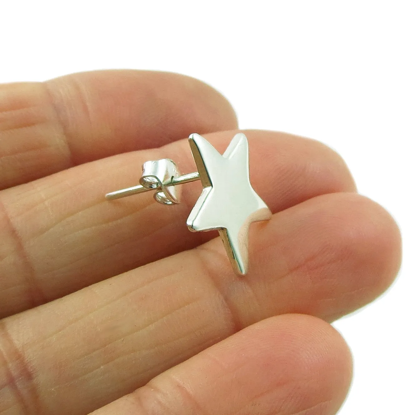 Sterling Silver Star Earrings Medium