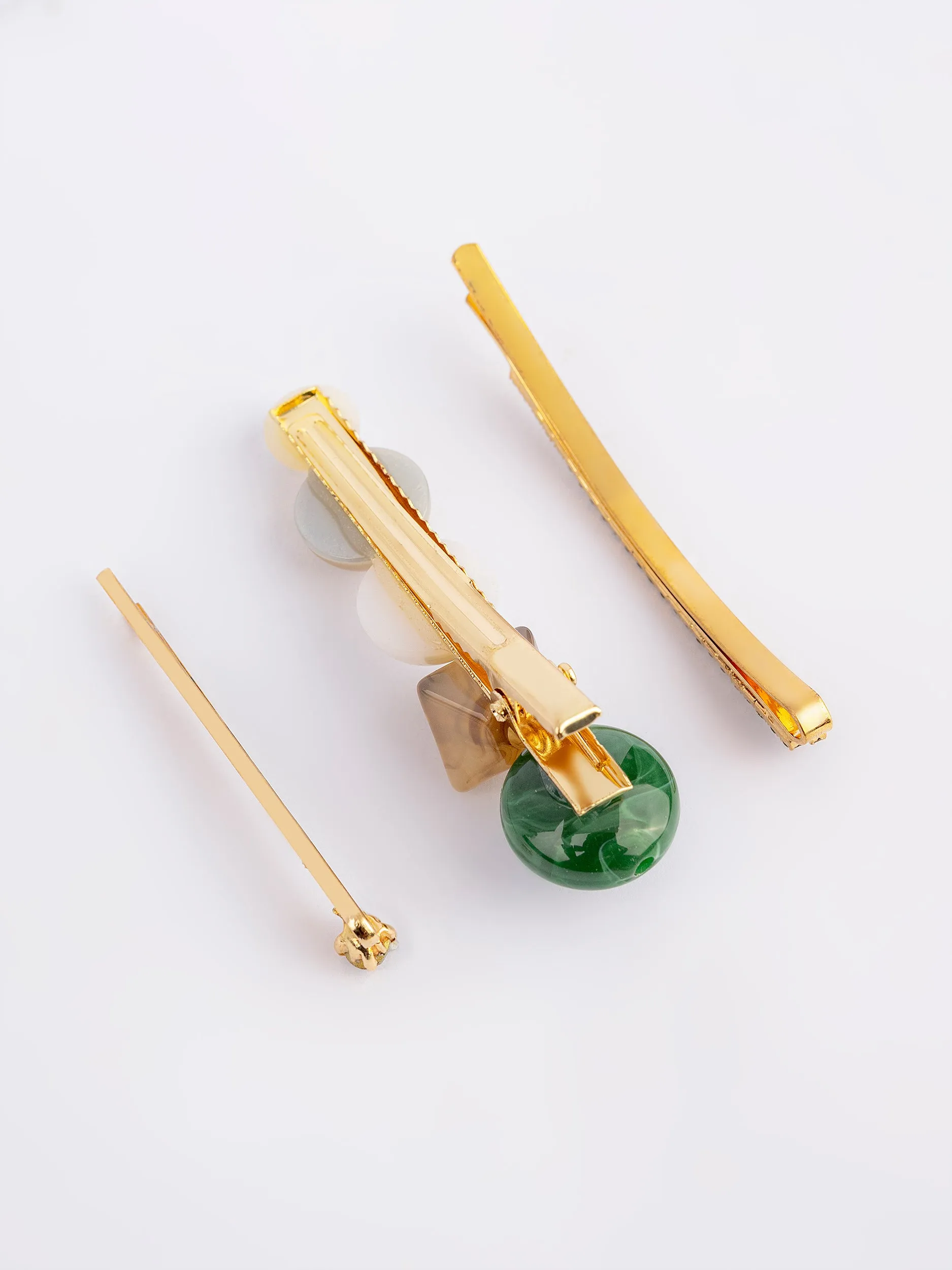 Stone Embellished Hair Clip Set