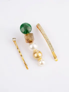 Stone Embellished Hair Clip Set
