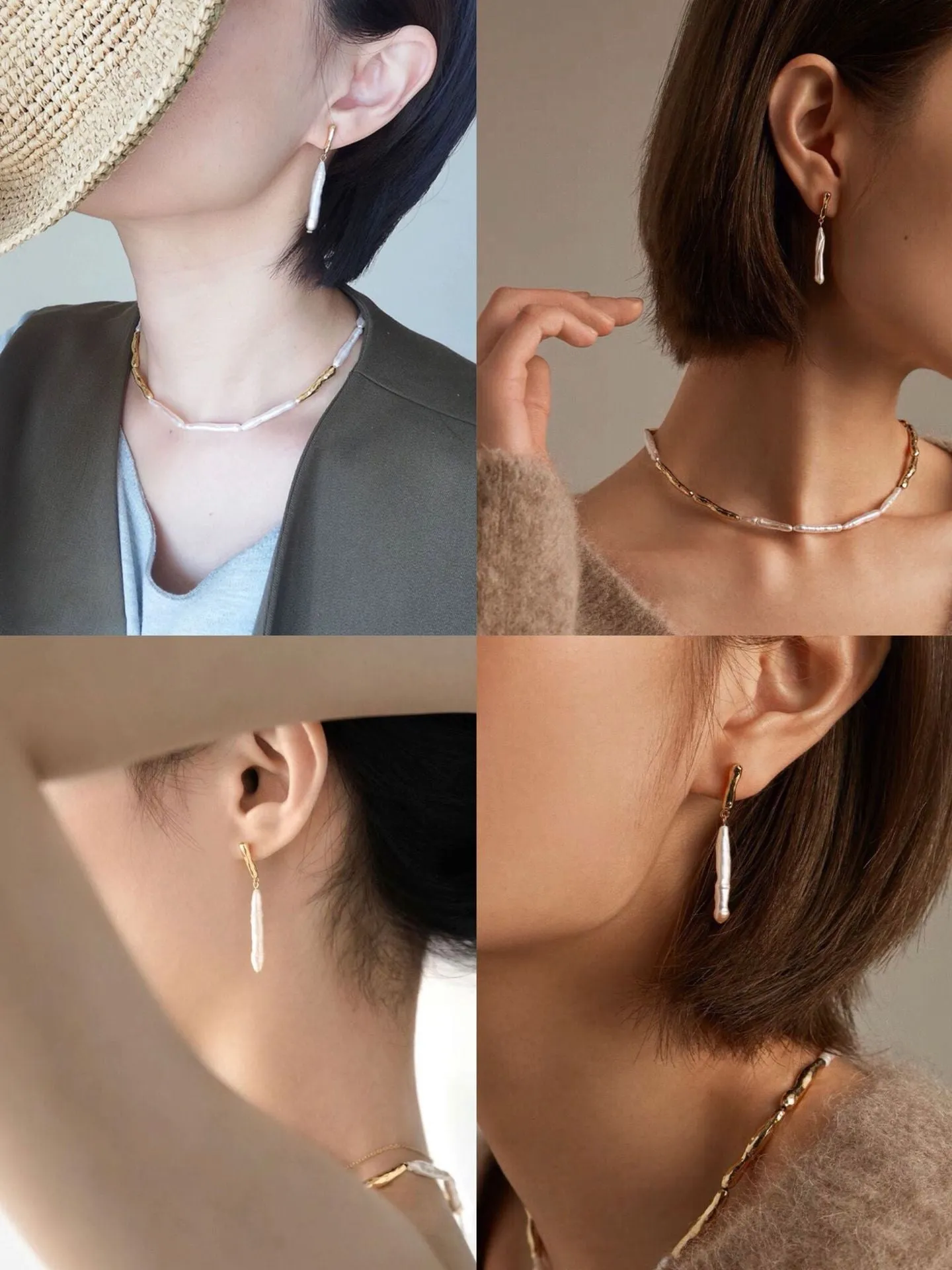 Streamer Toothpick Baroque Pearl Earrings