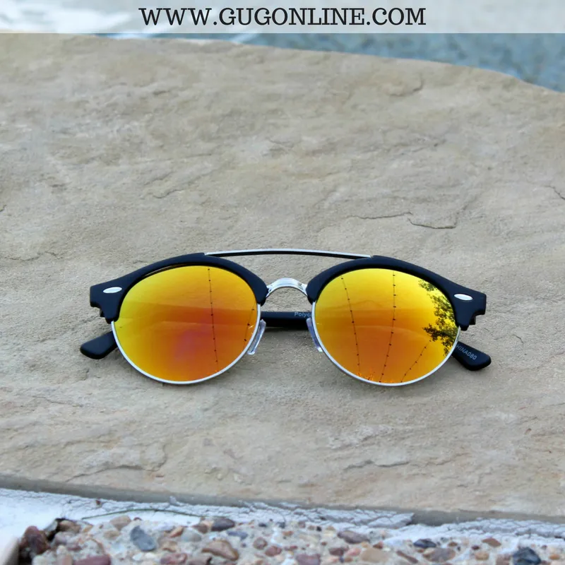 The Spencer Round Aviator Sunglasses in Orange
