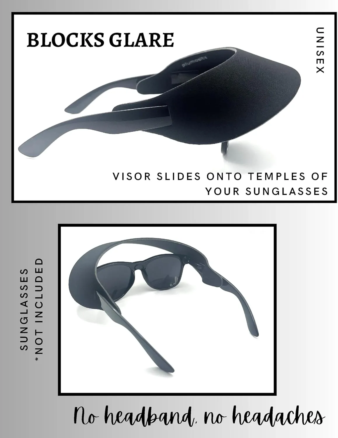 Visor ATTACHES to Sunglasses, EVA Foam, Unisex