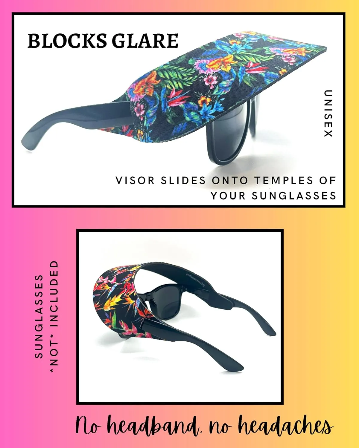 Visor ATTACHES to Sunglasses, EVA Foam, Unisex