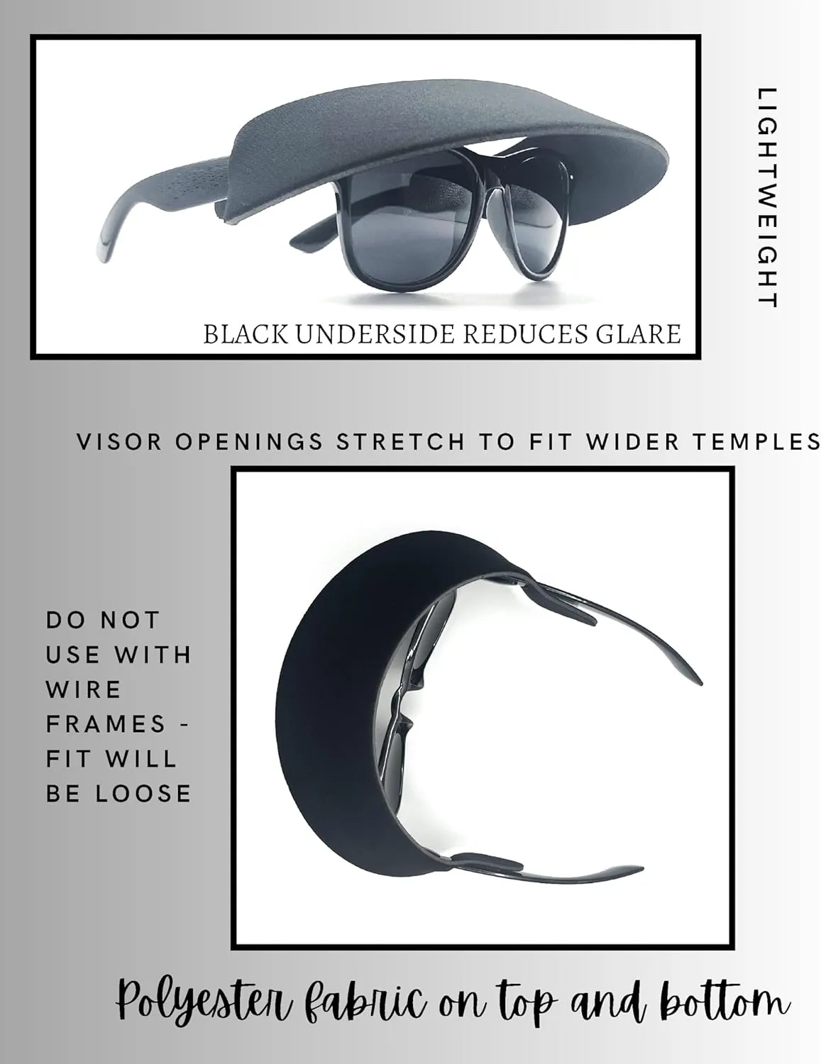 Visor ATTACHES to Sunglasses, EVA Foam, Unisex