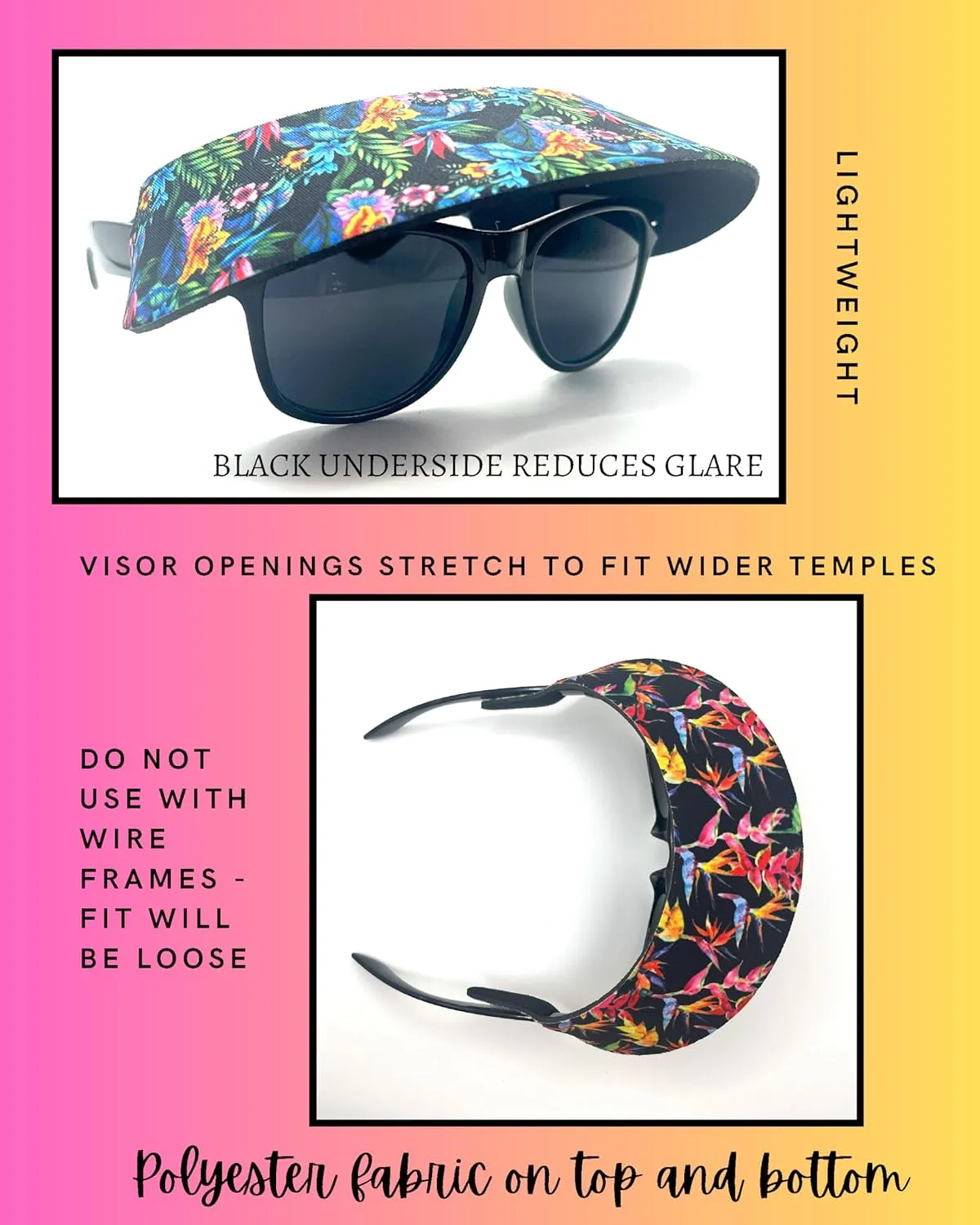 Visor ATTACHES to Sunglasses, EVA Foam, Unisex