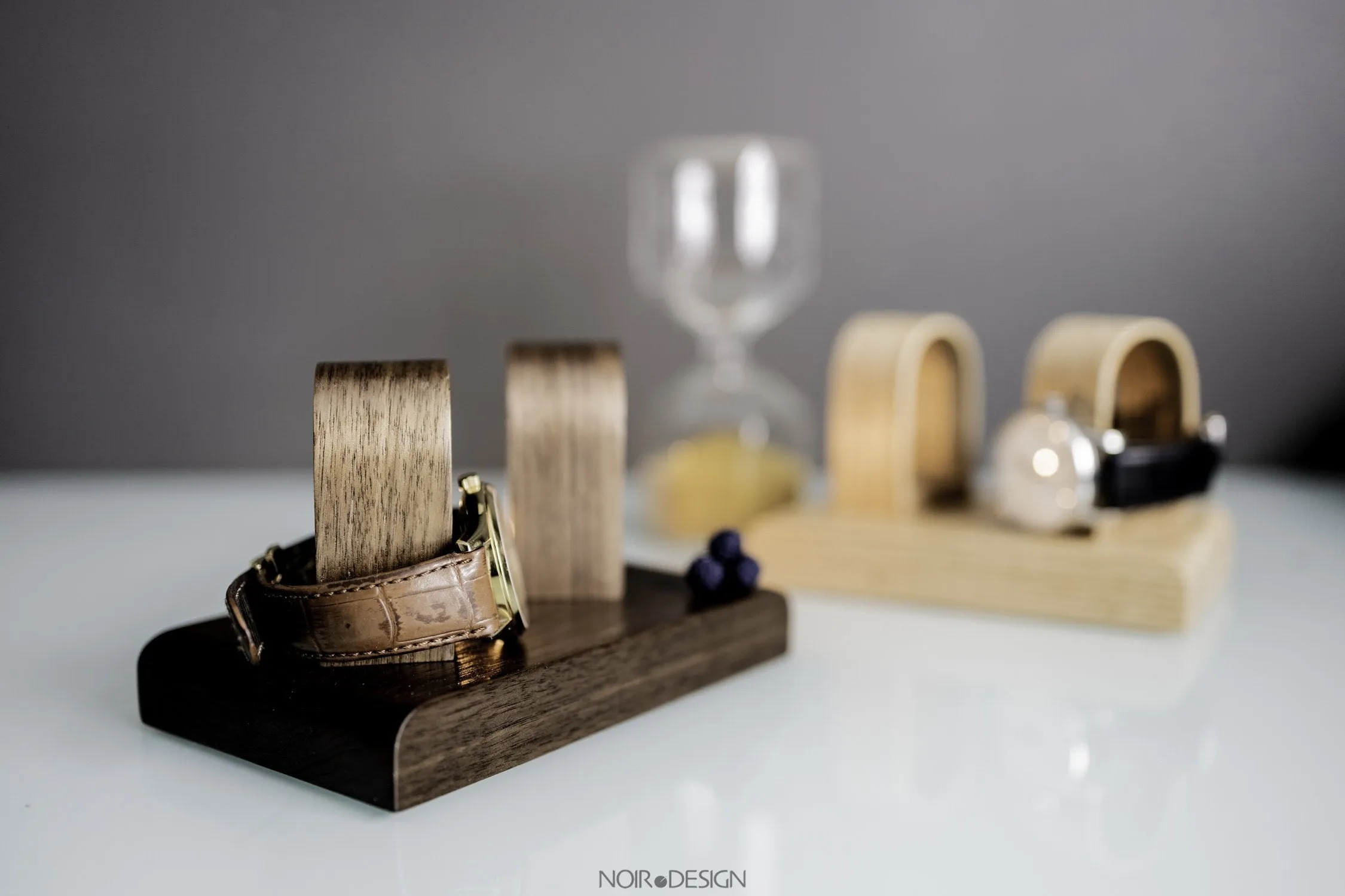 Watch Stand Display Holds 2 - Walnut