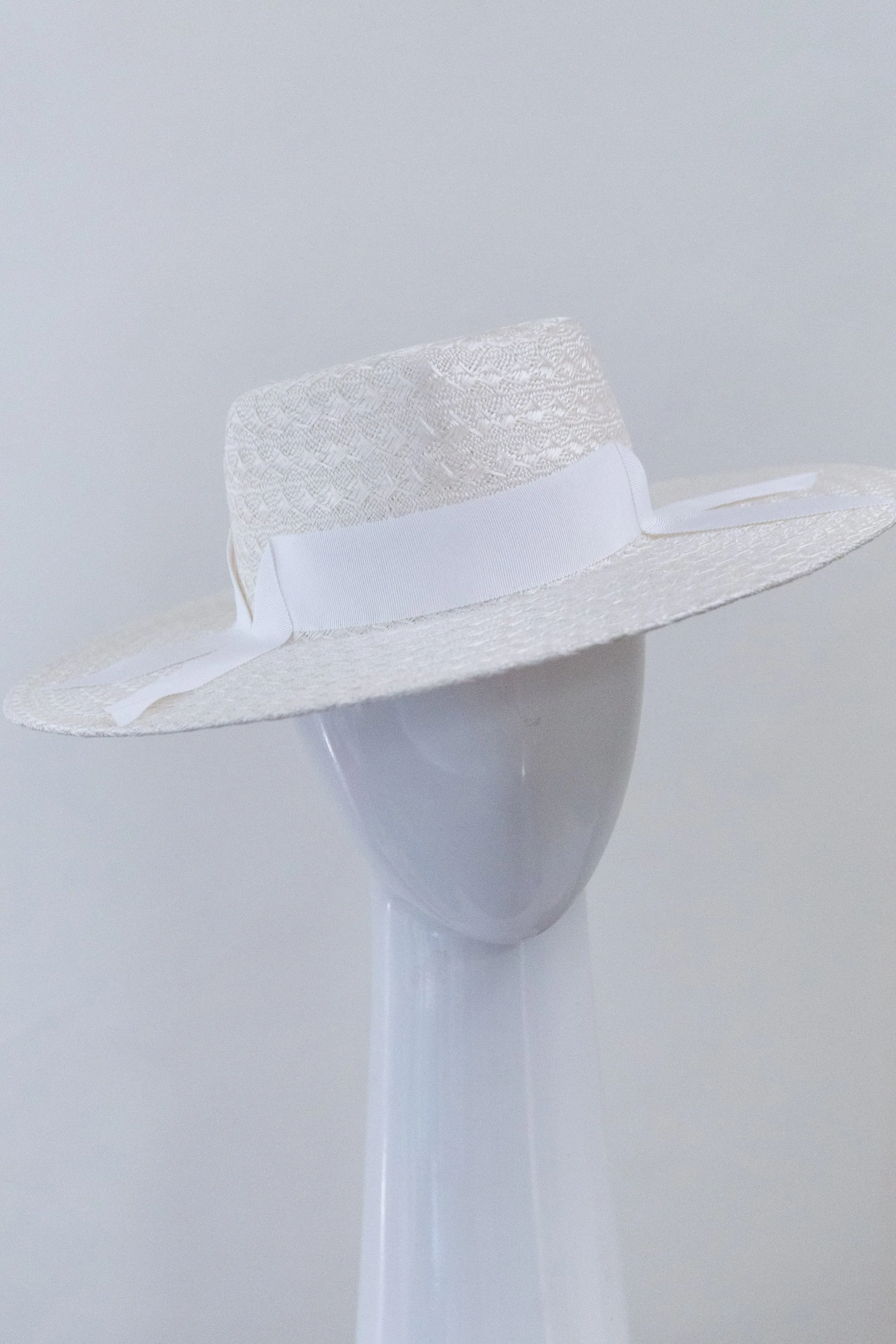 White Textured Wide Brimmed Hat