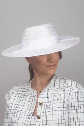 White Textured Wide Brimmed Hat