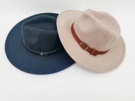 Wide-Brimmed Felt Hats in Tan or Black