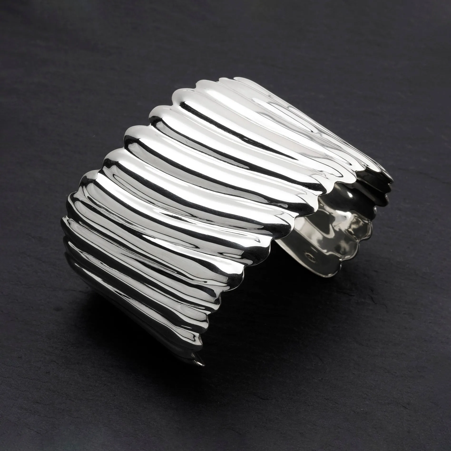 Wide Sterling Silver Sculpted Cuff Bracelet