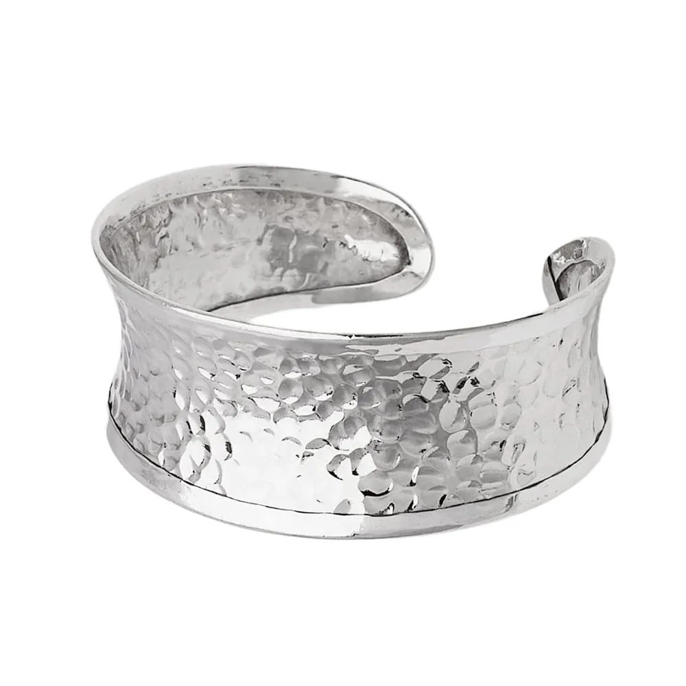 Women's Chunky Silver Cuff Bangle Hammered Sterling Silver