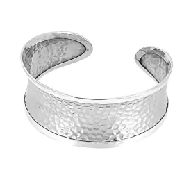 Women's Chunky Silver Cuff Bangle Hammered Sterling Silver